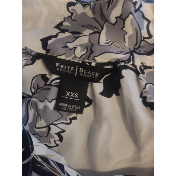 Silk Sleeveless Floral Blouse With Tie At Neck White House Black Market XXS - Picture 7 of 7